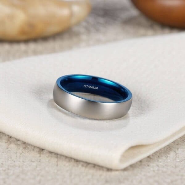 An elegant mens titanium wedding band or male engagement ring