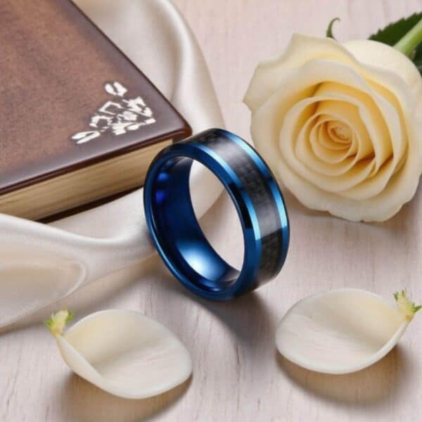Mans Engagement Ring - Blue and Black Band