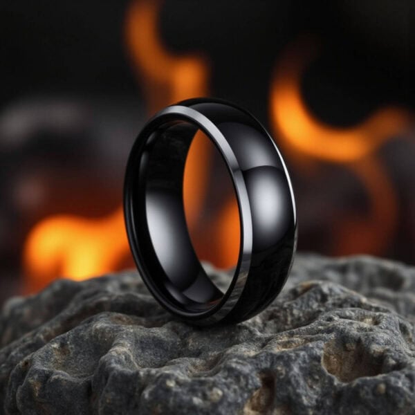 Gents promise ring or eternity band / black tungsten mens ring