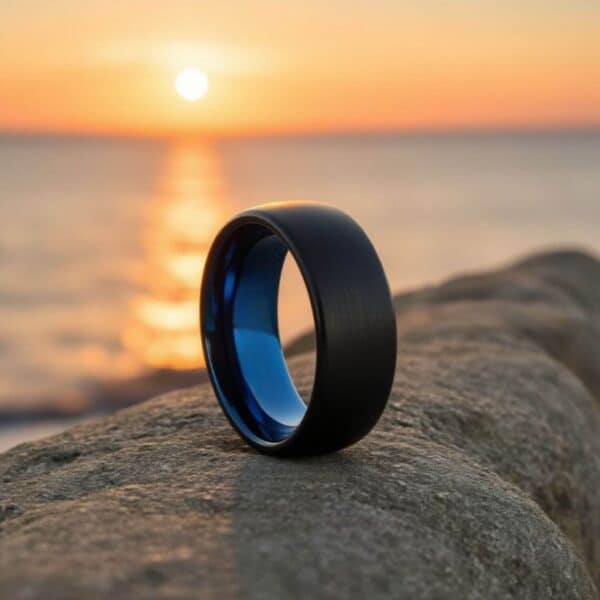 Black engagement ring for men - Tungsten