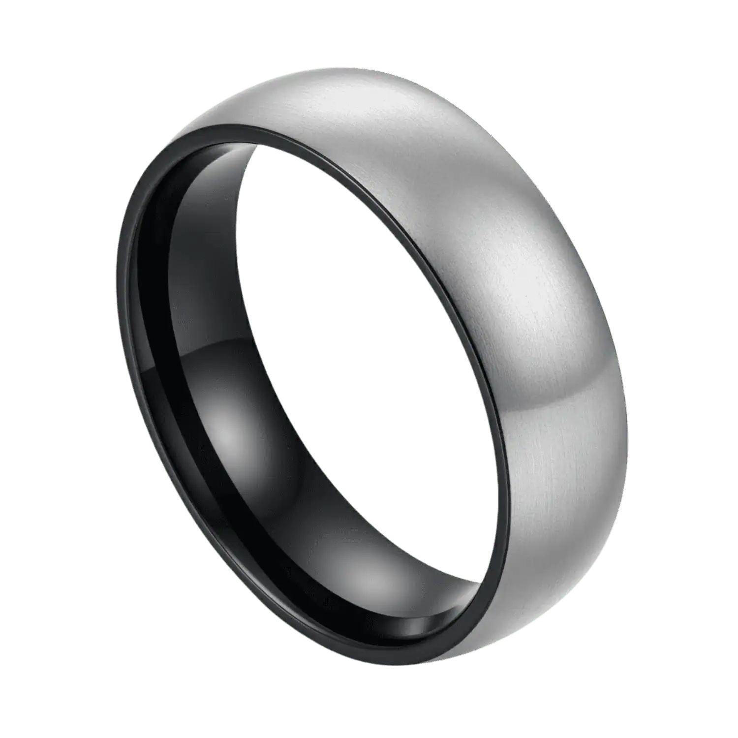 Brushed silver and black tungsten ring for men, bold 6mm or 8mm wedding band or engagement ring for gents with custom engraving