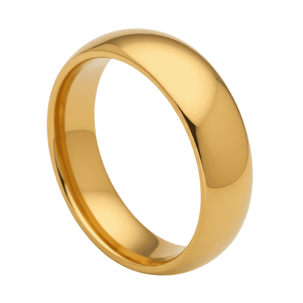 King - Men's Tungsten Ring - Gold Men's Wedding Band Engagement Ring 6mm or 8mm