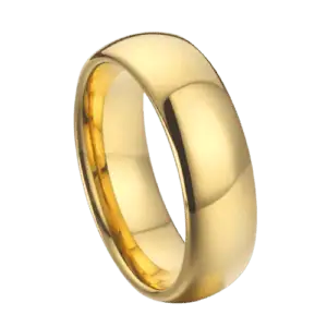 mens gold ring for wedding anniversary engagement band polished 6mm 8mm traditional ring in all sizes