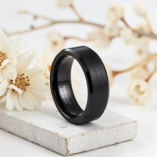 Elegant ring for men - black tungsten
