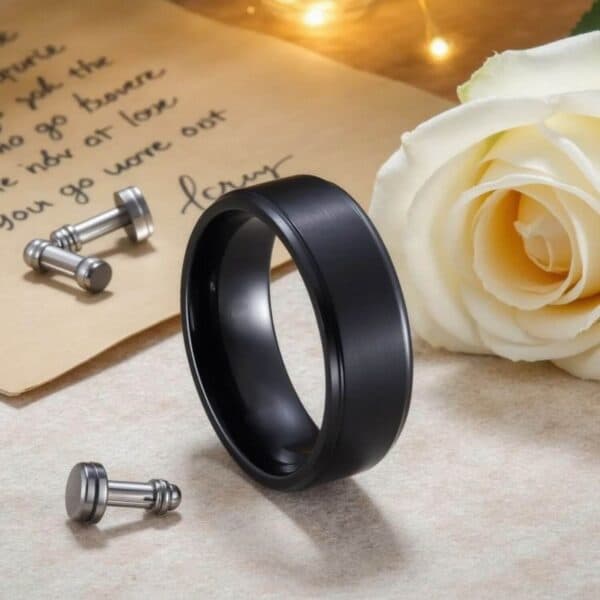 Mans Black Titanium Ring - Wedding Band, Engagement Ring
