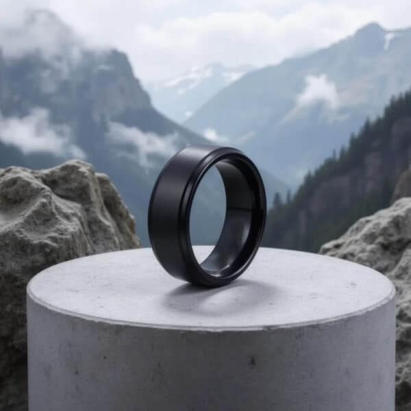 Titanium ring for men in black