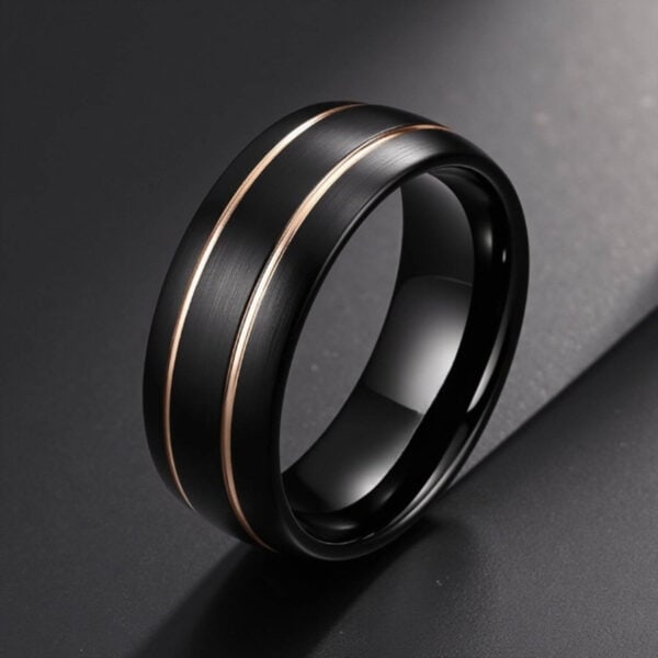 Black and Gold Tungsten Ring for Him