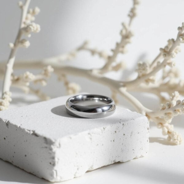 Silver Tungsten Mens Wedding Ring