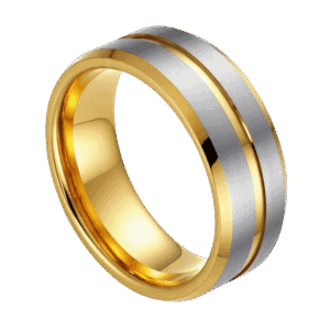 An impressive gold and silver tungsten ring. With brushed silver and polished gold.