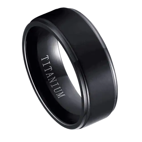 mens black ring for wedding engagement anniversary titanium 6mm 8mm in all sizes