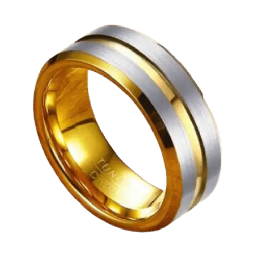 mens silver gold wedding engagement anniversary band 8mm tungsten in all sizes