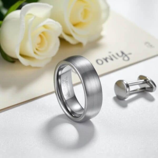 Male Wedding Ring - Brushed Silver