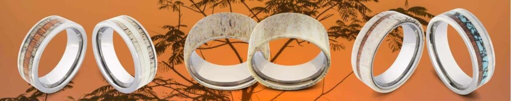 Collection of men's rings made with naturally shed antler bone