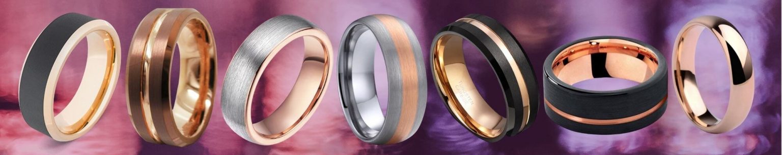 Collection of rose gold men's rings