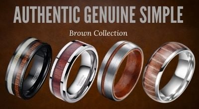 Mens tungsten rings - brown