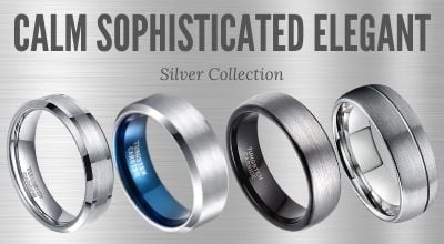 Silver Mens Tungsten and Titanium Rings