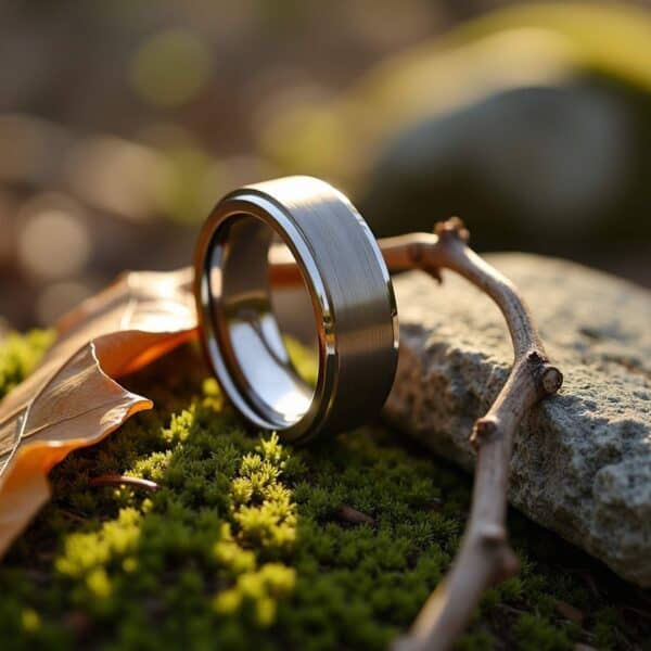 A lightweight and comfortable to wear mans titanium silver wedding ring