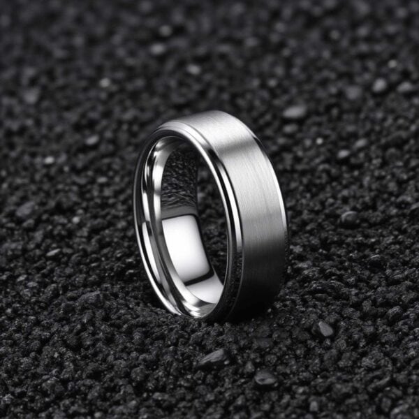 Mans tungsten ring - male eternity ring or promise band with personalised ring engraving