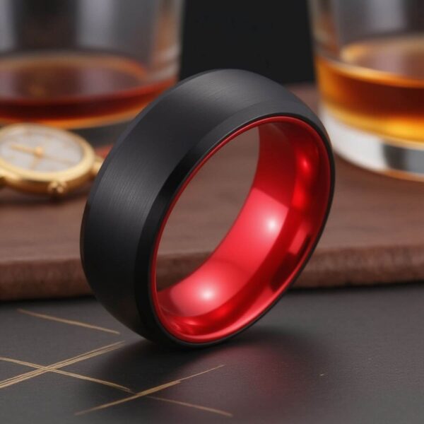 Guys Fashion Statement Ring - Black Tungsten Band