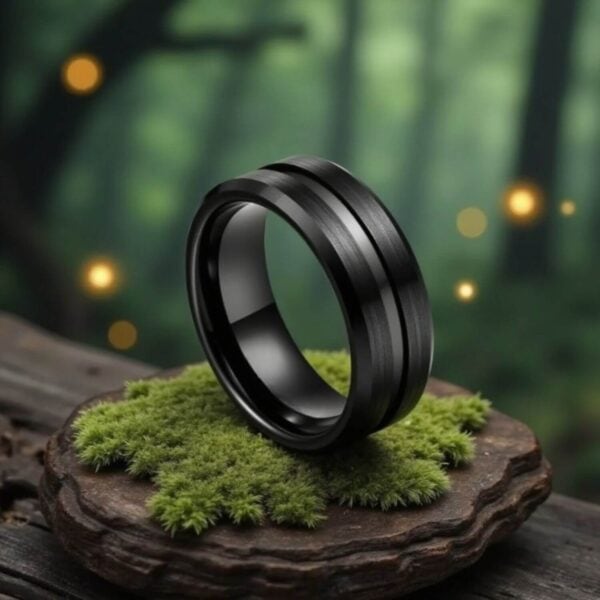 Gents black tungsten wedding band or engagement ring