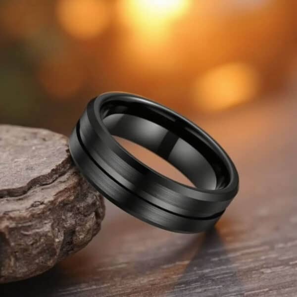 Eternity ring for him - a black tungsten band for men