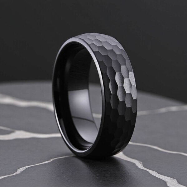 Mans Black Wedding Band made with tungsten