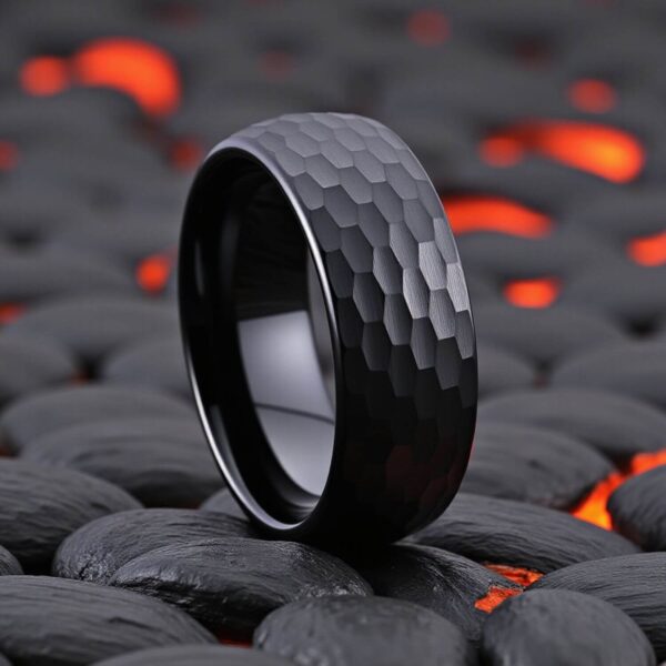 Mens Fashion Statement Ring - Black Tungsten Band