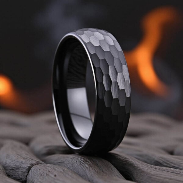 Engagement ring for him - Male Black Tungsten Band