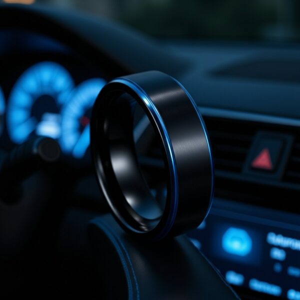 Black ring for men – gents tungsten wedding band and fashion ring with personalised engraving.