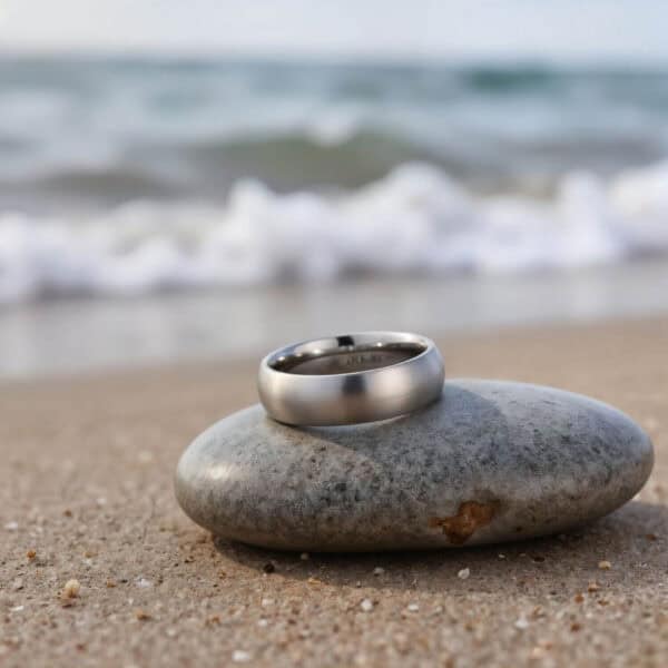 Silver Titanium Wedding Band for Guys