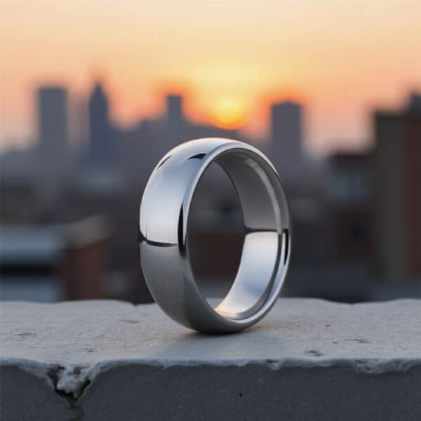 Titanium ring for men - silver wedding band for guys. Add a custom ring engraving