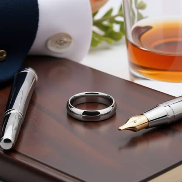 An ideal wedding ring for males. Made with titanium, this lightweight ring for men is very comfortable to wear.