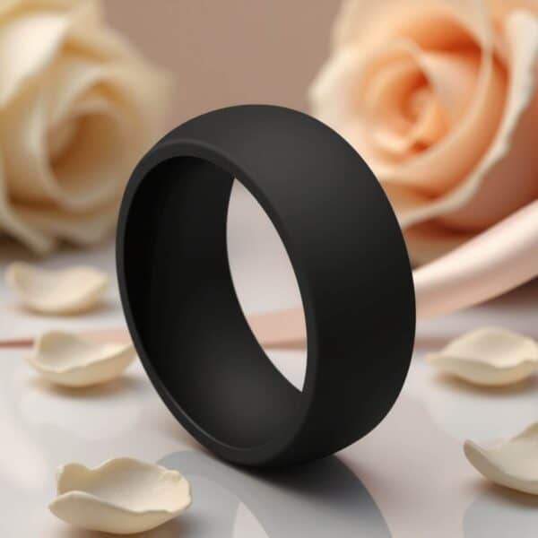 Gents Wedding Band - Flexible and Stretchy Black Silicone Ring for Him