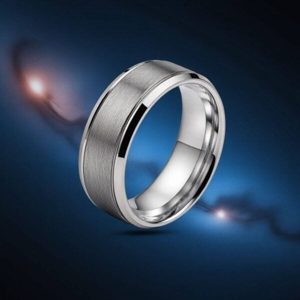 Mens eternity ring or promise band made with tungsten