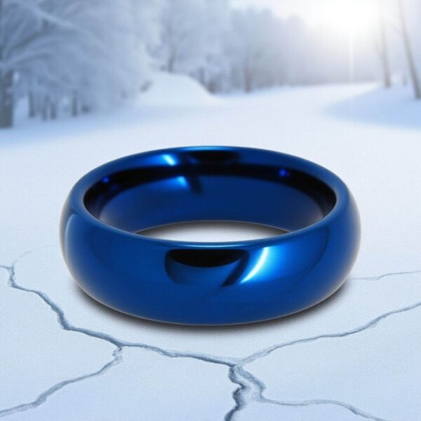 mens blue ring 8mm tungsten band modern bold style design