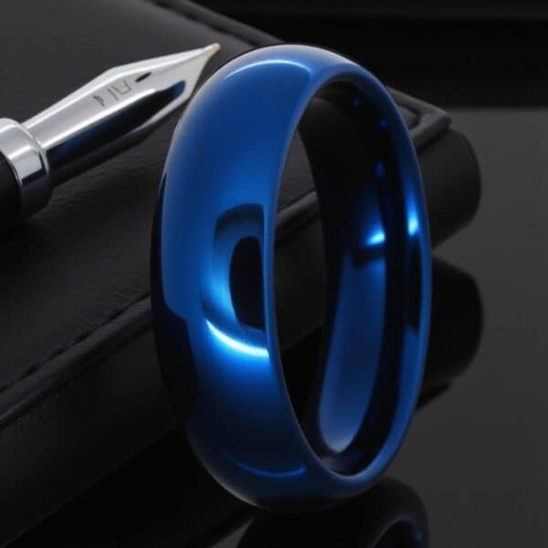 Jay blue tungsten ring for men