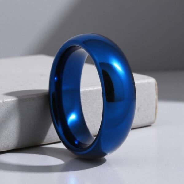 An extraordinary man's blue ring made with tungsten