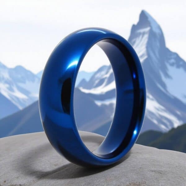 Male Ring - Blue Tungsten Band for Men