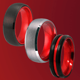 Collection of men's rings featuring red