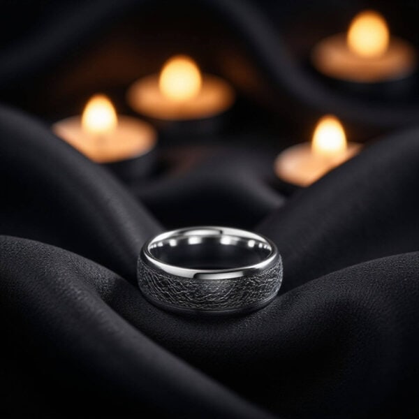 Gents Promise Ring - Tungsten Band with Meteorite