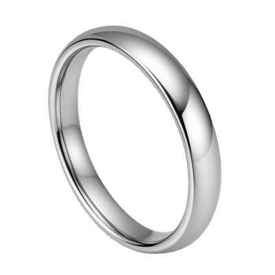 Slim 4mm silver titanium ring for men with brushed centre and polished edges, ideal as a wedding band, engagement ring, or statement ring for him.