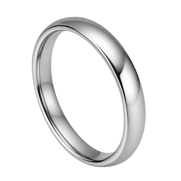 Slim 4mm silver titanium ring for men with brushed centre and polished edges, ideal as a wedding band, engagement ring, or statement ring for him.