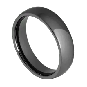 The Protector gunmetal grey tungsten men’s wedding band with domed profile and polished finish.