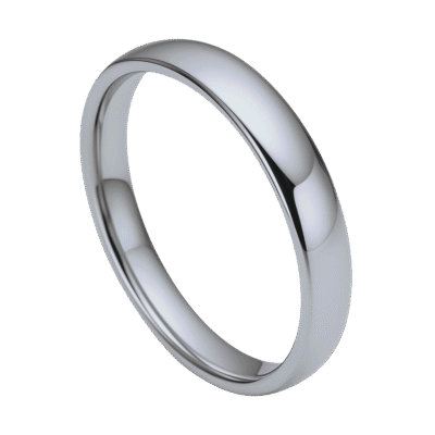 Silver tungsten men’s 4 mm ring, polished dome wedding band or stylish statement ring with engraving for gents.