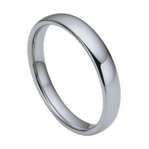 Mens thin style wedding ring made with polished silver tungsten