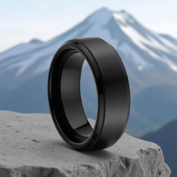 Guys Black Ceramic Ring- Anniversary Gift for Him