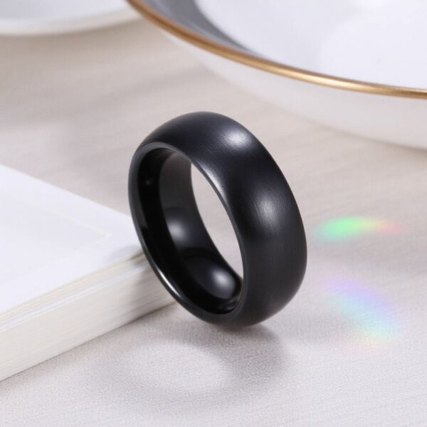 The Panther ceramic ring for men — black domed men’s wedding band with engraving and personalisation.