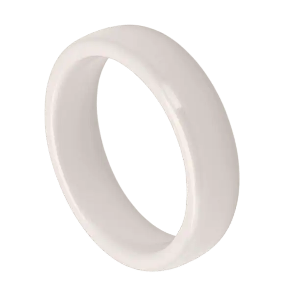 The Snow Drift white ceramic men’s ring — sleek 6mm wedding band, eternity ring, or statement ring for him with personalised engraving option.