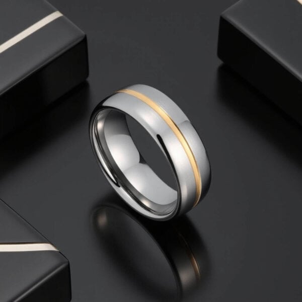 Mens Silver Wedding Band made with Tungsten
