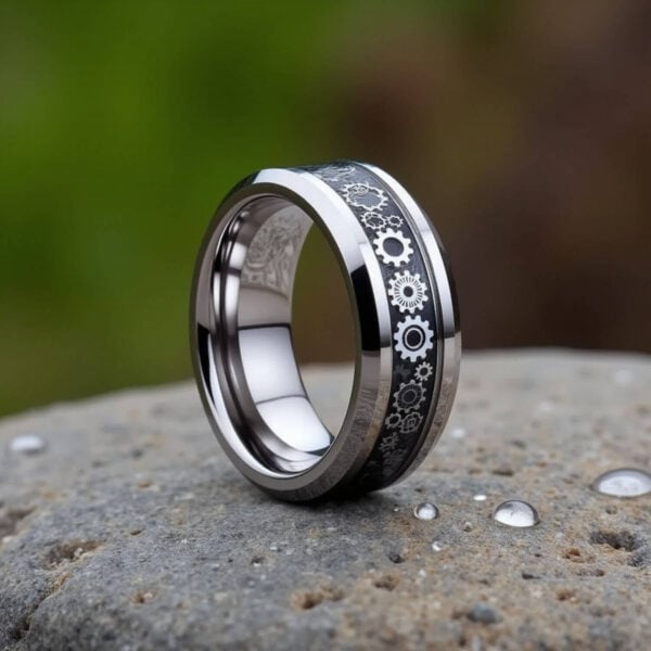 Carbon Fibre and Tungsten Ring for Men - Wedding Band with Custom Ring Engraving